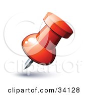 Clipart Illustration Of A Red Map Push Pin