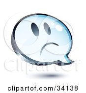Poster, Art Print Of Sad Face On A Shiny Blue Thought Balloon Or Instant Messenger Window