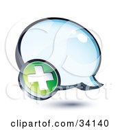 Clipart Illustration Of A Positive Plus Mark On A Shiny Blue Thought Balloon Or Instant Messenger Window