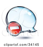 Clipart Illustration Of A Negative Subtraction Symbol On A Shiny Blue Thought Balloon Or Instant Messenger Window