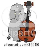 Poster, Art Print Of Musical Elephant Playing A Double Bass