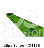 Clipart Illustration Of A Roll Of Green 3d Sod Being Spread Over A White Background by Frog974