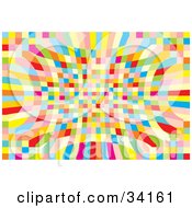 Clipart Illustration Of A Psychedelic Background Of Colorful Squares Moving Away From The Viewer
