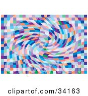 Clipart Illustration Of A Psychedelic Background Of Colorful Squares Spiraling