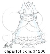 Poster, Art Print Of White Bridal Gown Wedding Dress And Shoes On A Stand