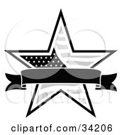 Clipart Illustration Of A Patriotic American Star With A Black Banner