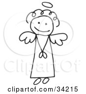 Clipart Illustration Of An Innocent Flying Stick Angel Girl With A Halo by C Charley-Franzwa #COLLC34215-0078
