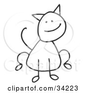 Clipart Illustration Of A Stick Cat Smiling by C Charley-Franzwa