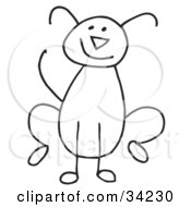 Clipart Illustration Of A Happy Stick Dog by C Charley-Franzwa #COLLC34230-0078