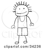 Clipart Illustration Of A Stick Boy With Frazzled Hair by C Charley-Franzwa