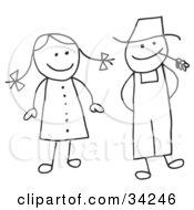 Poster, Art Print Of Stick Woman And Farmer Man