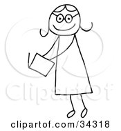 Poster, Art Print Of Stick Person Girl Reading A Book