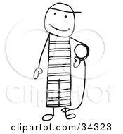 Clipart Illustration Of A Stick Person Prisoner Carrying The Ball Attached To His Chain