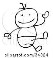 Clipart Illustration Of A Stick Person Baby In A Diaper by C Charley-Franzwa #COLLC34324-0078
