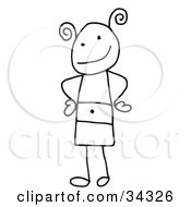 Poster, Art Print Of Stick Person Girl Standing With Her Hands On Her Hips