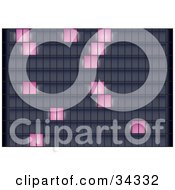 Clipart Illustration Of A Background Of Random Pink Illuminated Squares On A Grid Or Skyscrapers