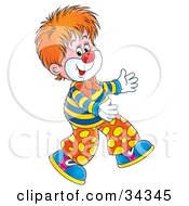 Poster, Art Print Of Adorable Red Haired Circus Clown Walking Funny