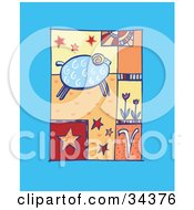 Clipart Illustration Of A Scene Of Aries With A Ram Running Past Flowers And Stars