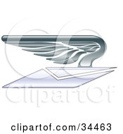 Poster, Art Print Of Winged Envelope Flying