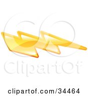 Clipart Illustration Of A Striking Yellow Lightning Bolt