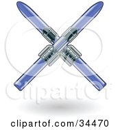 Clipart Illustration Of Two Crossed Blue Skis