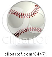 Poster, Art Print Of White Baseball With Red Stitching