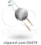 Poster, Art Print Of Golf Ball And Two Golf Clubs