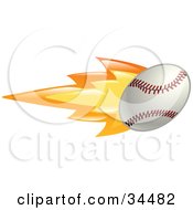 Poster, Art Print Of Flaming Baseball Flying Past