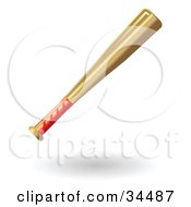 Clipart Illustration Of A Red Handled Wooden Baseball Bat by AtStockIllustration