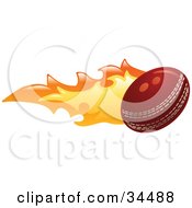 Clipart Illustration Of A Flaming Cricket Ball Flying Past by AtStockIllustration