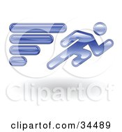 Clipart Illustration Of A Blue Figure Running Past by AtStockIllustration
