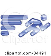 Clipart Illustration Of A Fast Human Figure Sprinting With Speed Lines by AtStockIllustration