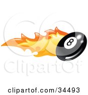 Poster, Art Print Of Flaming Eight Ball Flying Past