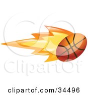 Poster, Art Print Of Flaming Basketball Flying Past