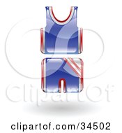 Clipart Illustration Of A Blue And Red Basketball Uniform by AtStockIllustration