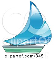 Clipart Illustration Of A Blue And Green Sailing Boat