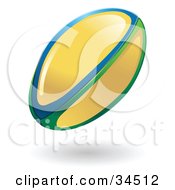 Clipart Illustration Of A Green Blue And Yellow Rugby Ball