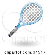 Clipart Illustration Of A Blue Tennis Racket by AtStockIllustration