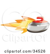 Poster, Art Print Of Flaming Curling Stone Flying Past