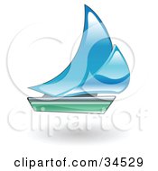 Clipart Illustration Of A Blue And Green Sailboat