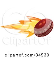 Clipart Illustration Of A Cricket Ball On Fire by AtStockIllustration
