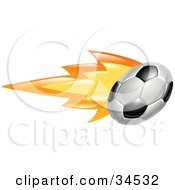 Clipart Illustration Of A Soccer Ball On Fire