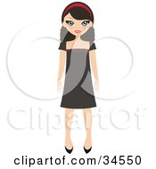 Poster, Art Print Of Pretty Teenaged Girl Wearing A Headband And Brown Dress