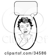 Poster, Art Print Of Smart Girl In Thought Touching Her Lip A Bubble Above Her Head