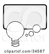 Poster, Art Print Of Single Lightbulb With A Thought Bubble