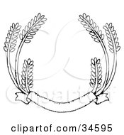 Clipart Illustration Of A Blank Banner With Strands Of Wheat by C Charley-Franzwa #COLLC34595-0078