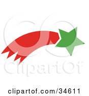Poster, Art Print Of Green Shooting Star With A Red Trail