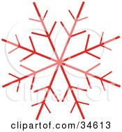 Clipart Illustration Of A Red Snowflake With Seven Branches by OnFocusMedia