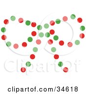 Clipart Illustration Of A Christmas Bow Made Of Red And Green Dots by OnFocusMedia