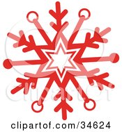 Poster, Art Print Of Bold Red Snowflake With A Center Star